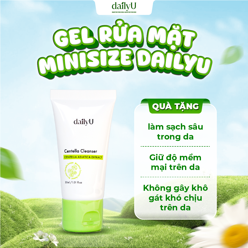 Gel Rửa Mặt dailyU Centella Cleanser tạo bọt làm sạch sâu 30ml