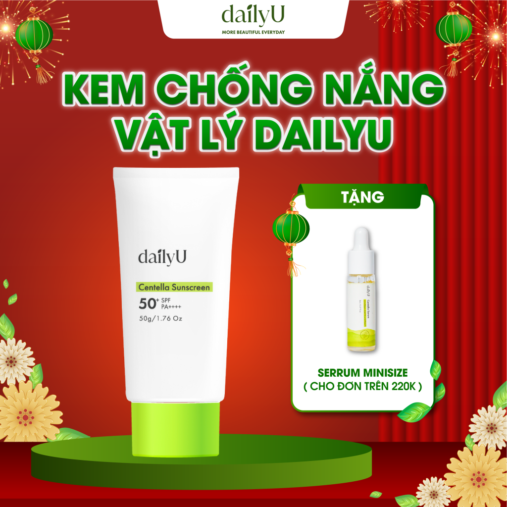 Kem Chống Nắng dailyU Centella Sunscreen nâng tone tự nhiên, cấp ẩm kiềm dầu 50g