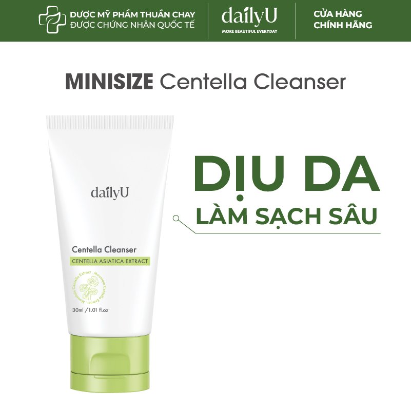 Gel Rửa Mặt dailyU Centella Cleanser tạo bọt làm sạch sâu cho da dầu mụn nhạy cảm 30ml